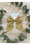 Women's Beige Polka Dot Tail Bow Buckle in Oil Green Color, Handmade - 2