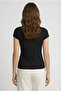 Collar Stone Embellished Crew Neck Basic Short Sleeve Blouse - 3