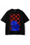 Cotton Modern Drawing Patterned Crew Neck Oversize Tshirt