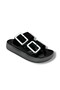 7000-2-26 Checkered Shiny Leather Double Buckle Anatomical Women's Slippers