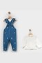 Girl's Embroidered Denim Salopet Jumpsuit and Baby Collar Shirt 2-Piece Set - 2