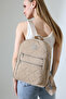 Cream Color Quilted Backpack with Multiple Compartments Suitable for Daily Use Zippered Backpack Sports Bag - 6