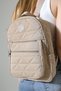 Cream Color Quilted Backpack with Multiple Compartments Suitable for Daily Use Zippered Backpack Sports Bag - 4