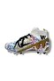 041-26 Men's Sock-Fitted Astroturf Spiked Football Boots White Black - 3