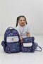 Girl's School Bag Set of 3 Navy Blue Floral Patterned Primary School Set with Shiny Cover - 3