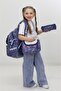 Girl's School Bag Set of 3 Navy Blue Floral Patterned Primary School Set with Shiny Cover - 7