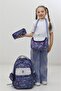 Girl's School Bag Set of 3 Navy Blue Floral Patterned Primary School Set with Shiny Cover