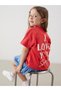 Lcw Kids Red Crew Neck Printed Girl's T-Shirt - 2