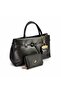 Soft Leather Women's Shoulder Bag and Wallet Set with Belt Detail