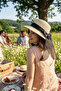 Women's Wide Brim Straw Hat with Bow Detail and Tulle Beach Hat - 2