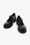 Black Patent Leather Genuine Leather Serrated Thick Sole Buckle Women's Loafer Shoes - 7