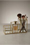 3-Compartment Brass Glass Makeup Organizer, Brush Holder, Jewelry and Perfume Organizer, Varnished - 2