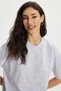 Women's Slim Fit Tight Fit 100% Cotton Short Sleeve Crew Neck Light Gray T-Shirt Blouse - 3