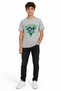 Boy's Vintage Text Patterned Gray Color Short Sleeve T-Shirt - 2