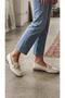 24201 Beige Genuine Leather Buckle Flat Sole Moccasin Ballerinas - 2