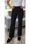 Ribbed Stitched Black Trousers for Women with Striped Pockets, High Waist, Lycra Palazo, Wide Legs - 4