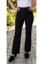 Ribbed Stitched Black Trousers for Women with Striped Pockets, High Waist, Lycra Palazo, Wide Legs - 6