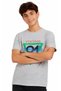 Boy's Vintage Text Patterned Gray Color Short Sleeve T-Shirt - 4