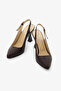 Brown Genuine Leather Women's Slingback Stiletto Thin Heeled Shoes - 7