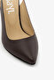 Brown Genuine Leather Women's Slingback Stiletto Thin Heeled Shoes - 3