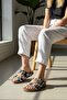 Natural Cork Sole Suede Leather Cow Patterned Arch Supported Comfortable Daily Women's Slippers - 3