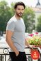 Men's Gray Melange 100% Cotton Single Jersey 2-Piece Crew Neck Basic T-Shirt Set - 4