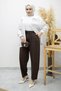 Elastic Waist Carrot Trousers Tsd260155 Brown - 6