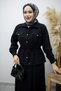 Pocketed Gathered Waist Skirt Suit Tsd260171 Black - 3