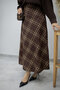 Checkered Skirt with Elastic Waist Tsd260168 Brown - 2