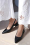 Period Gold Metal Buckle Matte Pointed Toe Short Block Heeled Women's Shoes - 2
