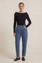 Black Women's Madonna Collar Camisole Blouse Long Sleeve Fit Flexible Stylish Body - 4