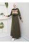 2-Piece Hijab Sports Dress Set – Striped Detailed Two-Yarn Cotton Fabric N-05454 _ Khaki - 2