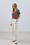 Striped Heart-Detail Thin Knit T-Shirt - 3