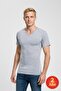 Men's Gray Melange 100% Cotton Single Jersey 2-Piece V-Neck Basic T-Shirt Set