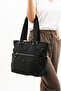 Women's Black Multi-Compartment Shoulder Bag Large Size Daily Use Parachute Fabric Waterproof - 3