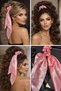 Satin Scarf Scrunchie Hair Clip with Dark Pink Stone Detail and Long Pendant Rubber Clip