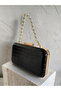 Black Color Matte Crocodile Patterned Chain Strap Women's Evening Dress Bag Wedding Engagement Graduation - 8