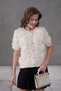 8513 Women's 100% Cotton Crew Neck Buttoned Lace Detailed Knitwear Cardigan - 4