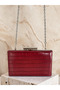 Burgundy Color Matte Leather Crocodile Patterned Women's Evening Dress Bag Wedding Engagement Graduation - 8