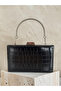 Black Color Matte Crocodile Patterned Chain Strap Women's Evening Dress Bag Wedding Engagement Graduation - 3