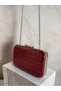 Burgundy Color Matte Leather Crocodile Patterned Women's Evening Dress Bag Wedding Engagement Graduation - 9