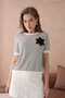 10151 Women's Crew Neck Appliqued Striped Knit Sweater - 3