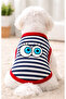 Navy Blue Striped Goz Printed Dog T-Shirt Dog Apparel (100% Combed Cotton)