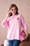 10729 Women's Crew Neck Embroidery Detail Oversize Trko Sweater - 4