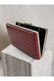 Burgundy Color Matte Leather Crocodile Patterned Women's Evening Dress Bag Wedding Engagement Graduation - 5