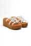 Su-P 2003 Beaded Buckle Detailed Wedge Sole Slippers