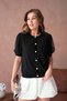 12082 Women's Crew Neck Buttoned Knitwear Cardigan with Floral Tulle Detail - 4