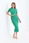 10139 Women's Crew Neck Camisole Slit Long Skirt Sweater Knitwear Top and Bottom Set - 5