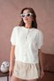 12082 Women's Crew Neck Buttoned Knitwear Cardigan with Floral Tulle Detail - 3