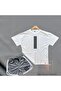 Men's Three Stripes Printed Crew Neck Oversize T-Shirt Shorts Set Sporty Summer 2-Piece Tshirt Shorts Kom